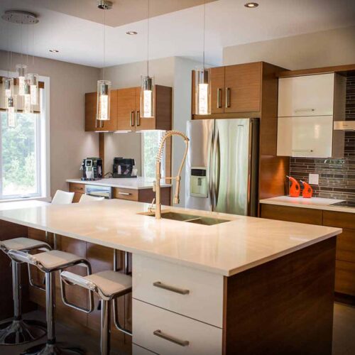 armoires de cuisine scandinave en stratifié